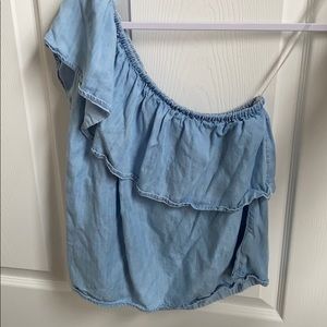 American Eagle One Shoulder Denim Shirt